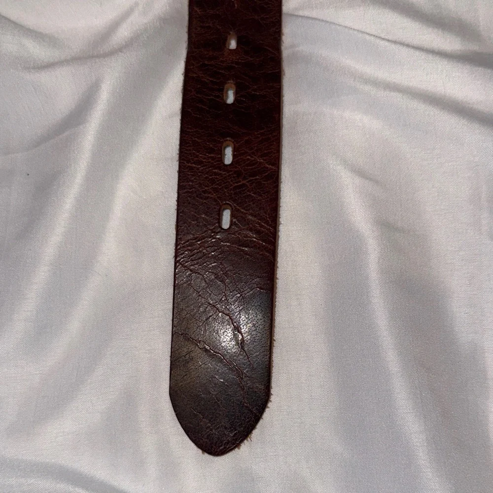 Silver Jeans Men's Distressed Brown Leather Belt with Metal Buckle